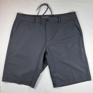 Hang Ten Hybrid SHORTS Mens Size 38 Gray Striped Drawstring Zip Ltweight Pockets
